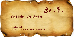 Csikár Valéria névjegykártya